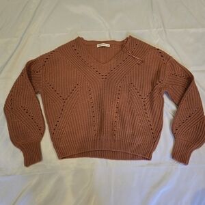 Moon & Madison Women's Knit Dark Orange XS Long Sleeve Sweater